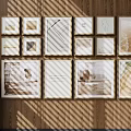 Photo Wall With Various Frames And Art Photos On Wooden Wall Interior Design