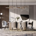Light Luxury Dining Table and Chair Combination 3d model