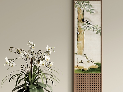 New Chinese Style Vintage Decorative Painting New Chinese Style Green Plant model