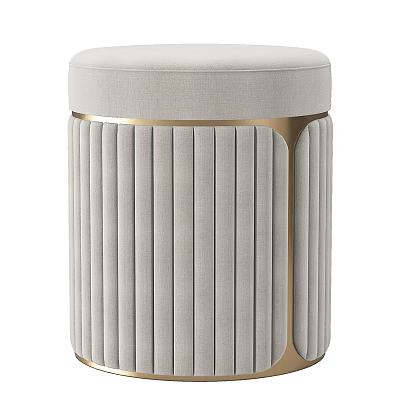 Modern Light Gray Pleated Ottoman With Gold Metal Frame And Upholstered Design 3d model