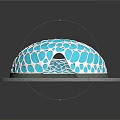 Futuristic Dome Shaped Architecture With Blue White Patterned Surface And Circular Base 3d model