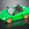 Green Convertible Sports Car with Open Top Design and Gold Rims Modern Sleek Exterior