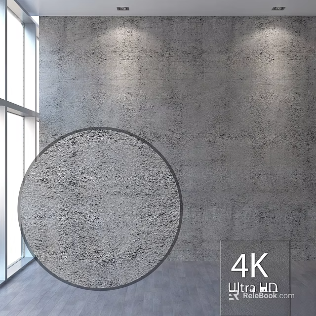 Circular Concrete Component Against Textured Concrete Wall With Window And 4K Detail 3d model 