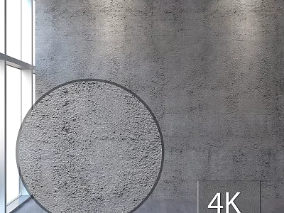 Circular Concrete Component Against Textured Concrete Wall With Window And 4K Detail 3d model