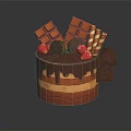 Delicious Chocolate Cake with Chocolate Drizzle Fresh Strawberries Cookies and Wafer Rolls