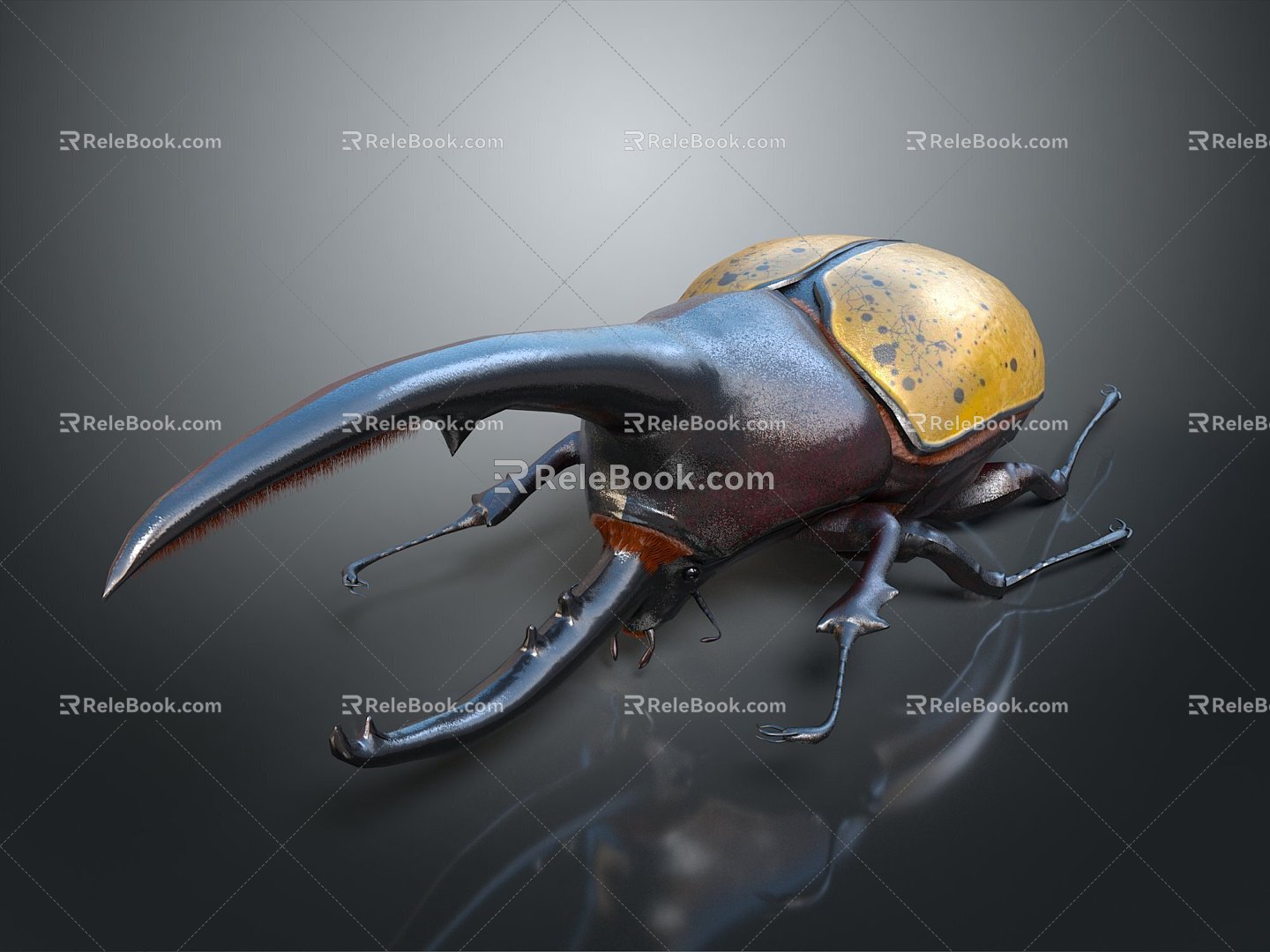 Modern unicorn fairy rhinoceros golden tortoise beetle beetle 3d model