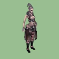 Fierce Female Game Movie Character With Leather Armor Intricate Hair And Decorative Accessories