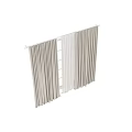 Beige Thick Curtains With White Sheer Panels For Home Interior Grid Window