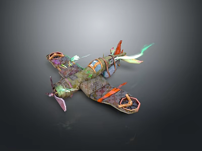 Colorful Fantasy Aircraft Model With Intricate Mechanical Structure And Vibrant Details 3d model