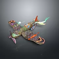 Colorful Fantasy Aircraft Model With Intricate Mechanical Structure And Vibrant Details
