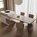 Modern Bar Counter With Wooden Top And Four Matching Chairs Under Pendant Lighting
