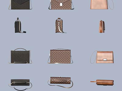 Stylish Assorted Leather Bags Featuring Various Designs And Classic Colors 3d model
