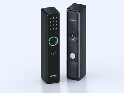 Modern Smart Electronic Door Handle With Digital Keypad And Green Indicator Light 3d model