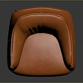 Orange Leather Armchair With Modern Design Black Legs And Stitching Details