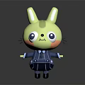 Cute Yellow Rabbit Like Game Character With White Ears Blue Eyes And Blue Coat