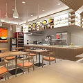 Bright Modern Stone Pot Potato Noodles Restaurant Interior With Cozy Dining And Open Serving Counter