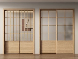 Japanese Style Sliding Door Solid Wood Sliding Door Glass Sliding Door Sliding Door Sliding Door Sliding Door Kitchen Door 3d model