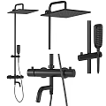 Black Modern Shower System With Rainfall Head Handheld Sprayer And Faucet 3d model