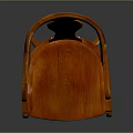 Classic Orange Wooden Chair With Curved Armrests And Carved Seat Design