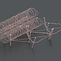 Building Exterior Wall with Coiled Barbed Wire and Metal Supports for Security Protection
