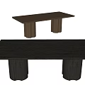 Stylish Wooden Dining Table With Rectangular Top And Square Legs In Light Dark Tones 3d model