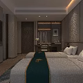 Modern Light Luxury Hotel Guest Room With Two Comfortable Twin Beds And Complete Practical Amenities