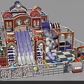 Colorful Indoor Playground with Slides Ball Pit Enclosed Fence and Multi Level Structures