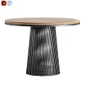 Modern Home Tea Table And Chairs With Wooden Top And Metal Base Design