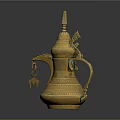 Vintage Brass Ewer With Ornate Carvings And Decorative Handle For Household Use