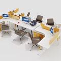 Modern Office Desk Designs With Computer Monitors And Ergonomic Chairs 3d model