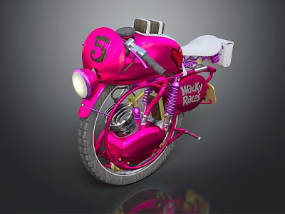 Pink Vintage Motorcycle With Number 5 And Wallys Roses Design 3d model