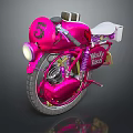 Pink Vintage Motorcycle With Number 5 And Wallys Roses Design