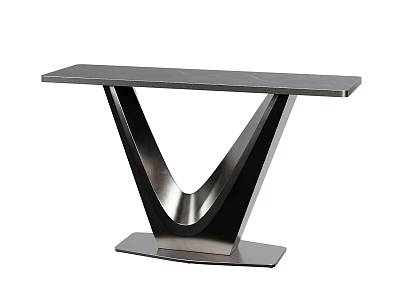 Modern Console Table With V Shaped Metal Frame And Sleek Marble Top 3d model