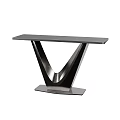Modern Console Table With V Shaped Metal Frame And Sleek Marble Top