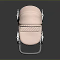 Elegant Pink Baby Stroller With Canopy Quilted Seat Chrome Frame And Floral Decoration