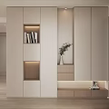 Modern Shoe Cabinet Interior Design With Open Shelves Books Vase Lighting And Storage