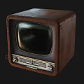 Vintage Square Rustic Television With Old Fashioned Black Screen And Retro Design