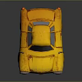 Vintage Yellow Small Car With Rusty Exterior Red Headlights And Classic Design