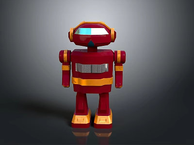Game Movie Robot Character With Red Yellow Design Blue Head And Metallic Body 3d model