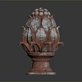 Ornate Metal Hardware Piece With Lotus Inspired Design And Detailed Craftsmanship