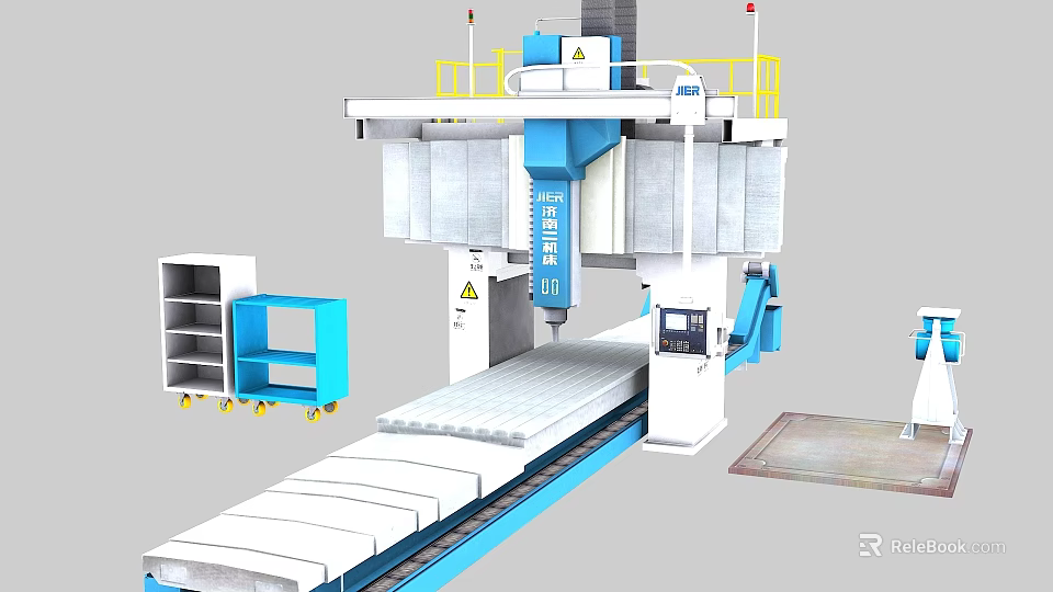 Industrial Heavy Duty CNC Machining Center With Safety Guardrails Guide Rails And Control Panel 3d model 