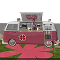 Vibrant Event Entrance Featuring Red And White Checkered Tents On Grass With Pink Flower Decorations