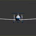 Blue And White Lightweight Airplane With Twin Propellers Wing Logos And Aerodynamic Design