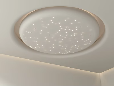 Modern Circular Ceiling Design with Starry Small Lights and Decorative Frame 3d model