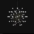 Modern Radiant Chandelier With Golden Metal Frame And White Small Bulb Lights