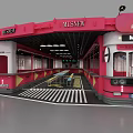 MISNEW Station Style Restaurant With Red Building Yellow Tables And Food Paradise
