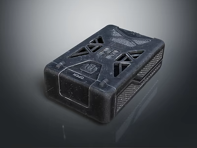 Black Industrial Device With Ventilation Holes Textured Surface And Rugged Design 3d model