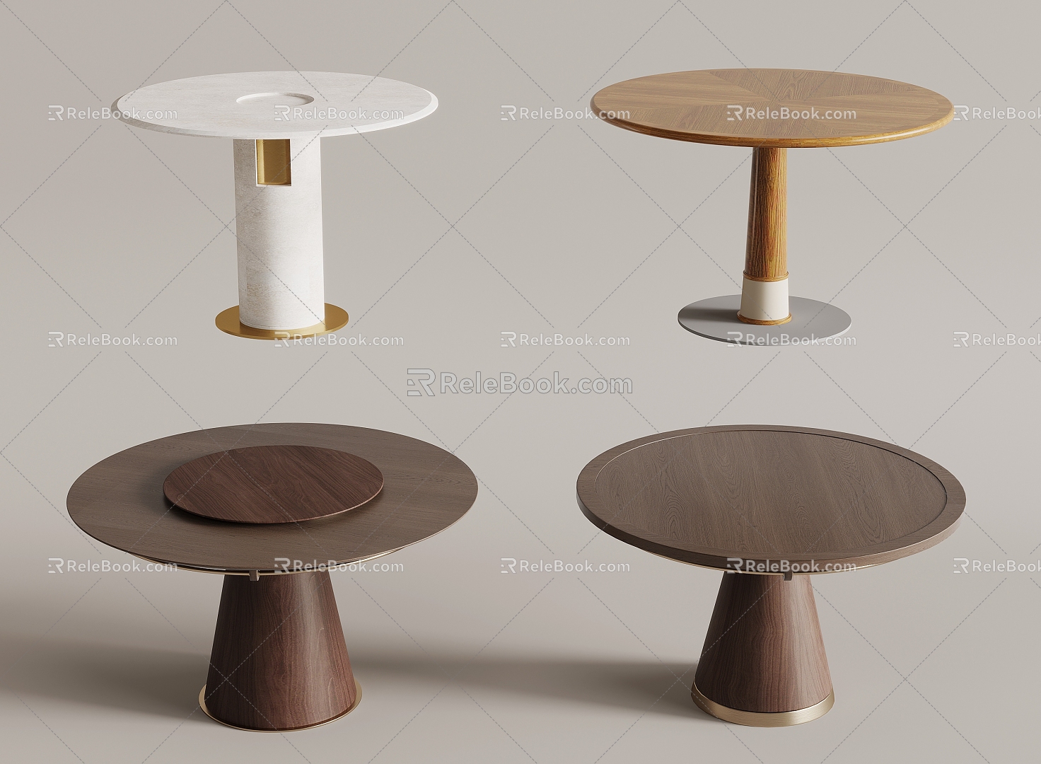 01 Dining Table Modern Solid Wood Dining Table Round Dining Table 3d model