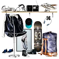 Stylish Fashion Doll Featuring Leather Jacket Skateboard Headphones And Backpack Accessories