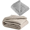 Beige Quilt With White Stitching Shown In Various Folded Positions 3d model
